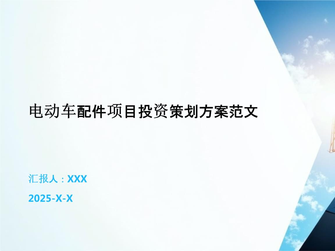 電動車配件項目投資策劃方案范文.pptx